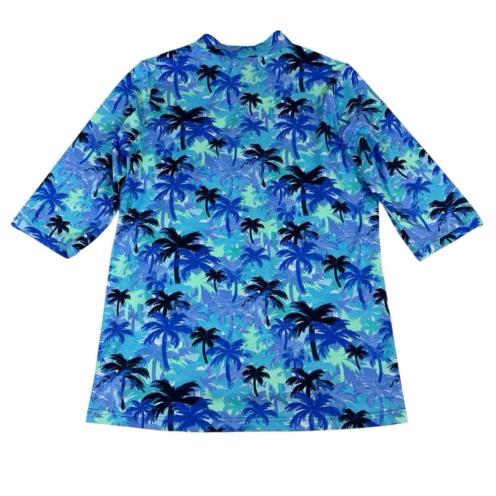 Lulu B V-NECK TRAVEL TUNIC Top Blue Palm Tree Print 3/4 Sleeve UPF 50+ Resort‎ - Picture 6 of 11